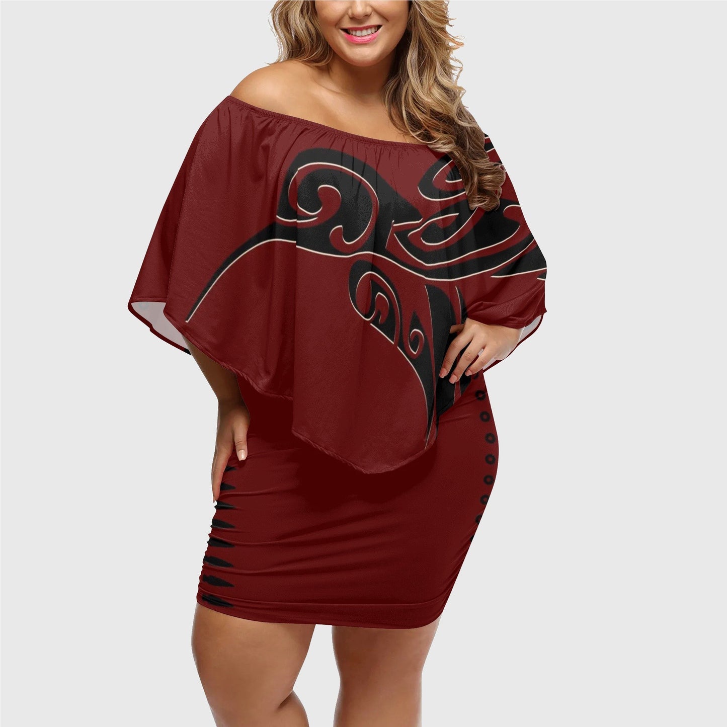 red*indigenous*native*american*hummingbird*wrap*dress*women's