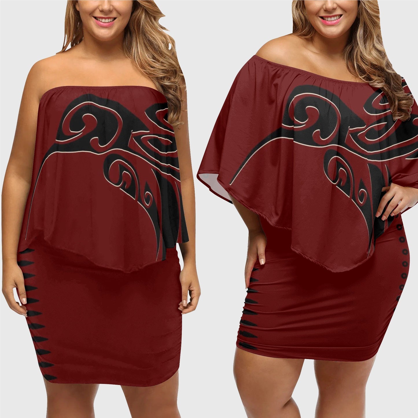 red*indigenous*native*american*hummingbird*wrap*dress*women's