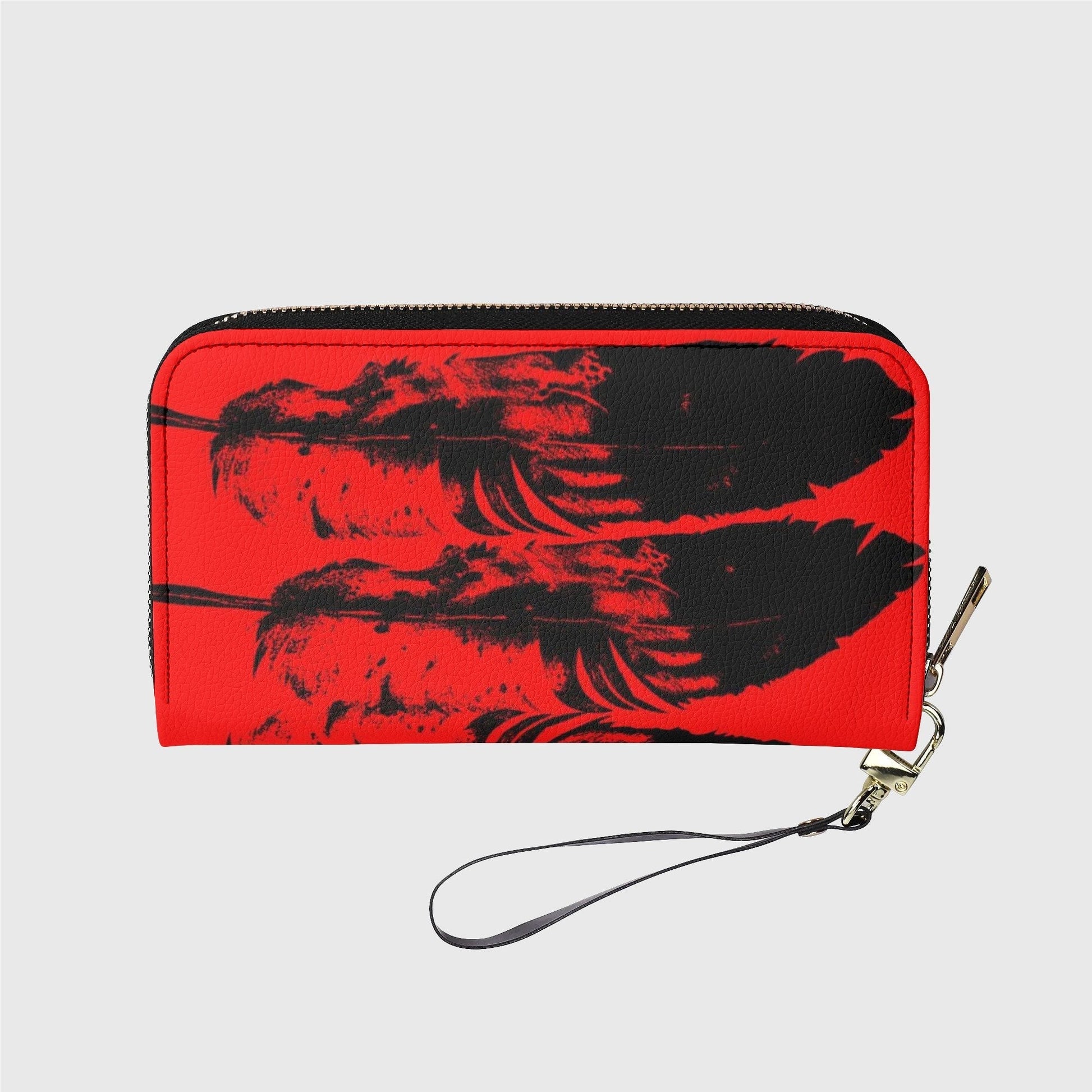 red*indigenous*native*american*eagle*feather*zipper*wallet*women's