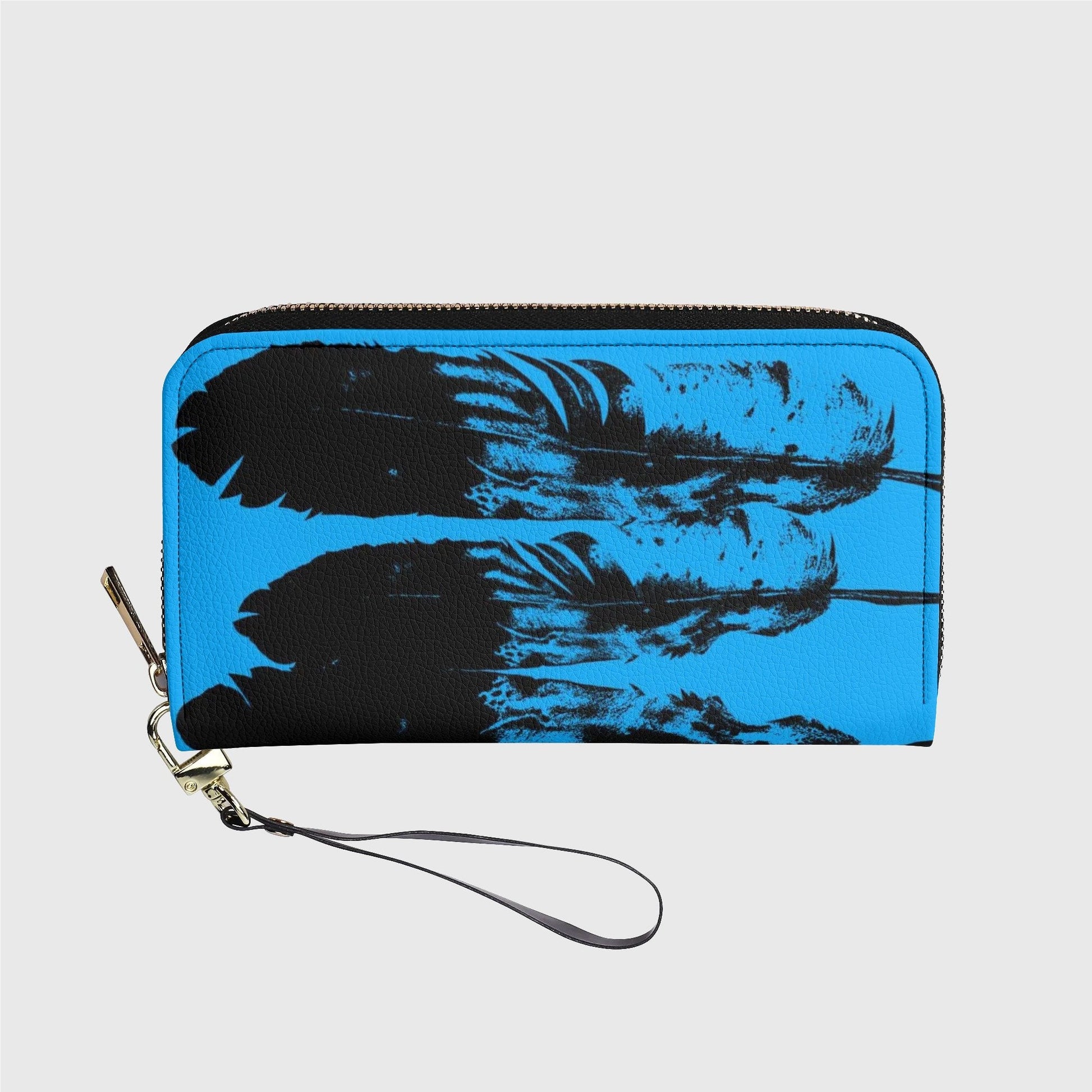 blue*indigenous*native*american*eagle*feather*zipper*wallet*women's