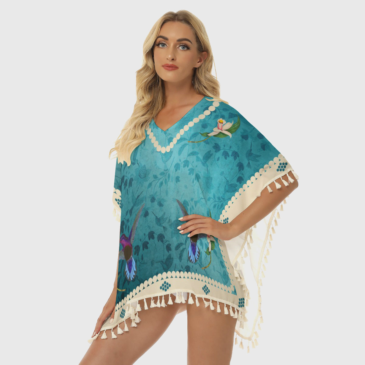 turquoise*indigenous*native*american*hummingbird*fringe*shawl*women's